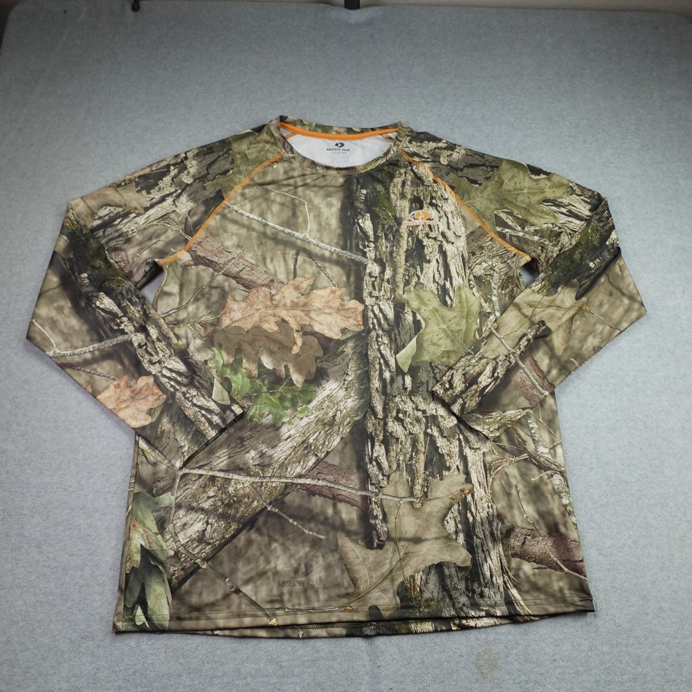 Mossy Oak Shirt Mens L Camo Hunting Performance Long Sleeve No Fly Zone